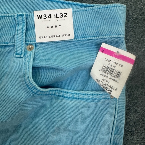 NWT Top Shop Kort Turquise Denim flares with split hem size W34 L32 US 12 - Picture 5 of 5
